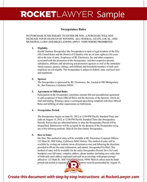 sweepstakes rules template|Free Sweepstakes Rules Template: Make & Sign .
